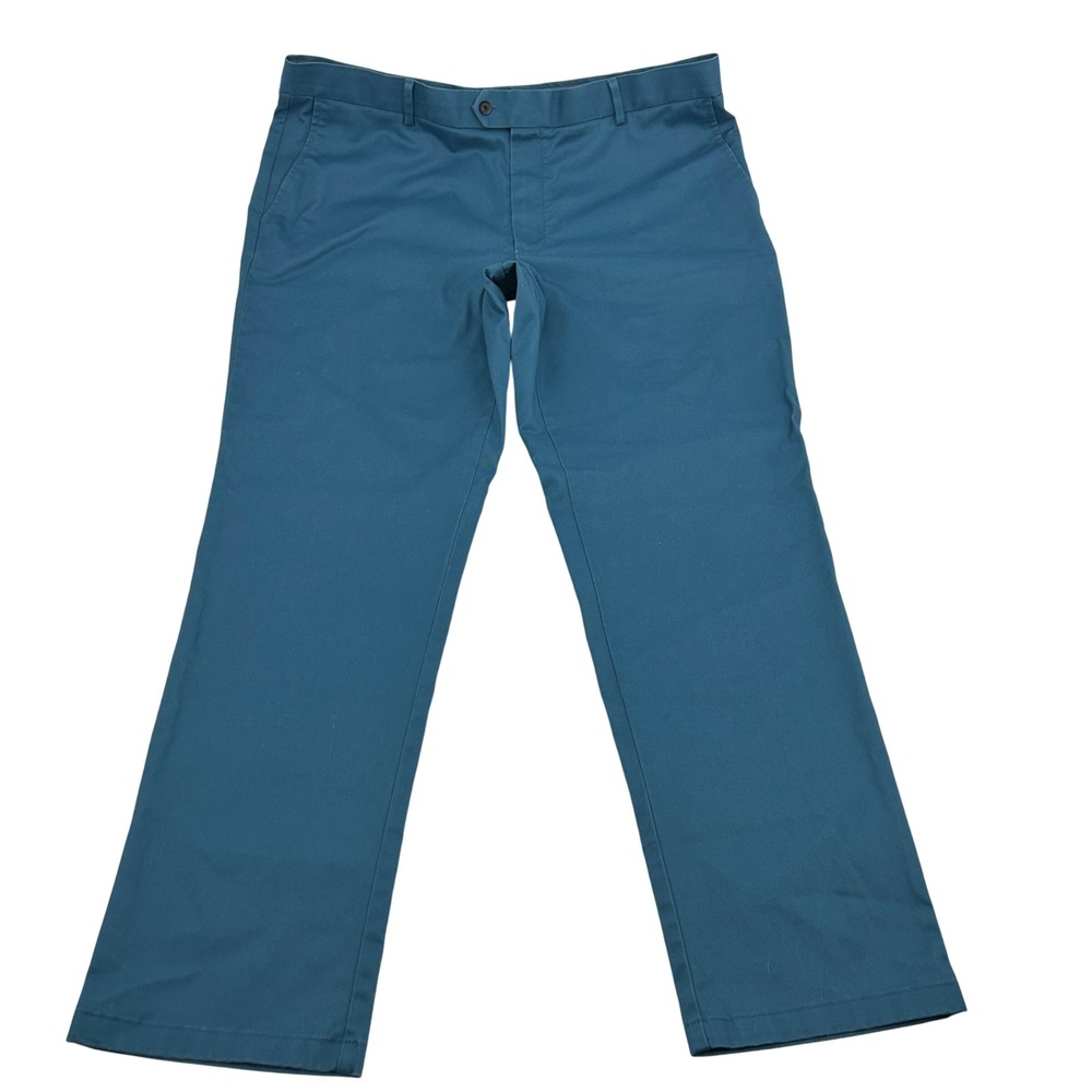 Charles Tyrwhitt Chinos Mens 40x32 Teal Blue Classic Fit Non-Iron Stretch Cotton